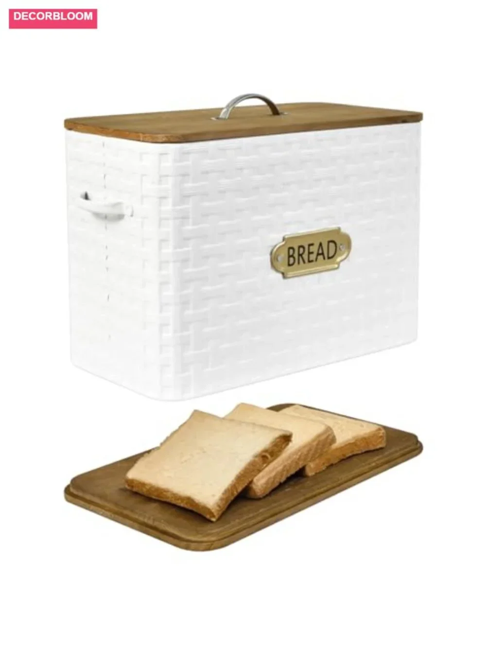 Extra Large Vertical Farmhouse Bread Box with Bamboo Wood Lid Carbon Steel